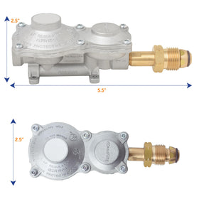 Flame King regulator close-up of POL inlet connection for secure tank attachment