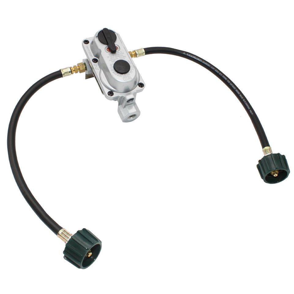 Flame King regulator front view showing sturdy housing and mounting bracket for reliable installation