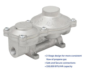 Flame King top vent and rain cover protecting regulator from weather