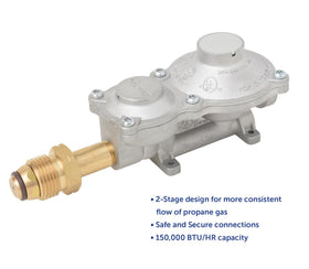 Flame King regulator top vent detail visible for safe pressure relief