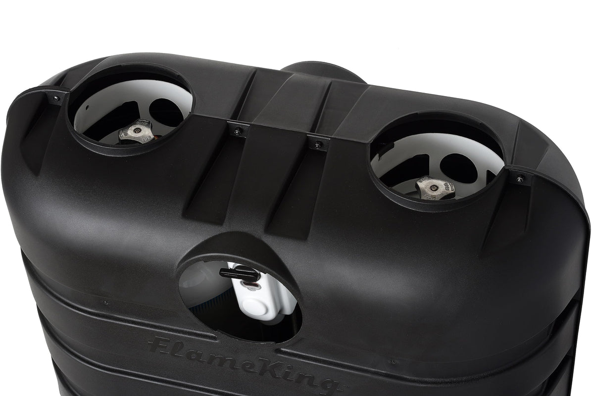 Flame King regulator visible through side port for convenient checks