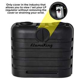 Flame King side access port for easy regulator adjustment