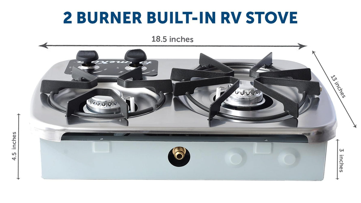 Flame King cooktop with cover attached protecting surface for travel and storage