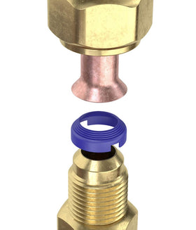 FlareSeal clipped on a mini-split refrigerant line showing leak prevention benefit