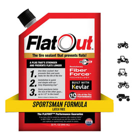 FlatOut front label 32 oz bottle showing product name and use benefits