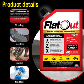 Inside tire coated with FlatOut sealant illustrating even protection and low mess