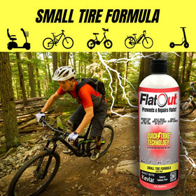 FlatOut QuickStrike installed on a bicycle tire, preventing roadside flats