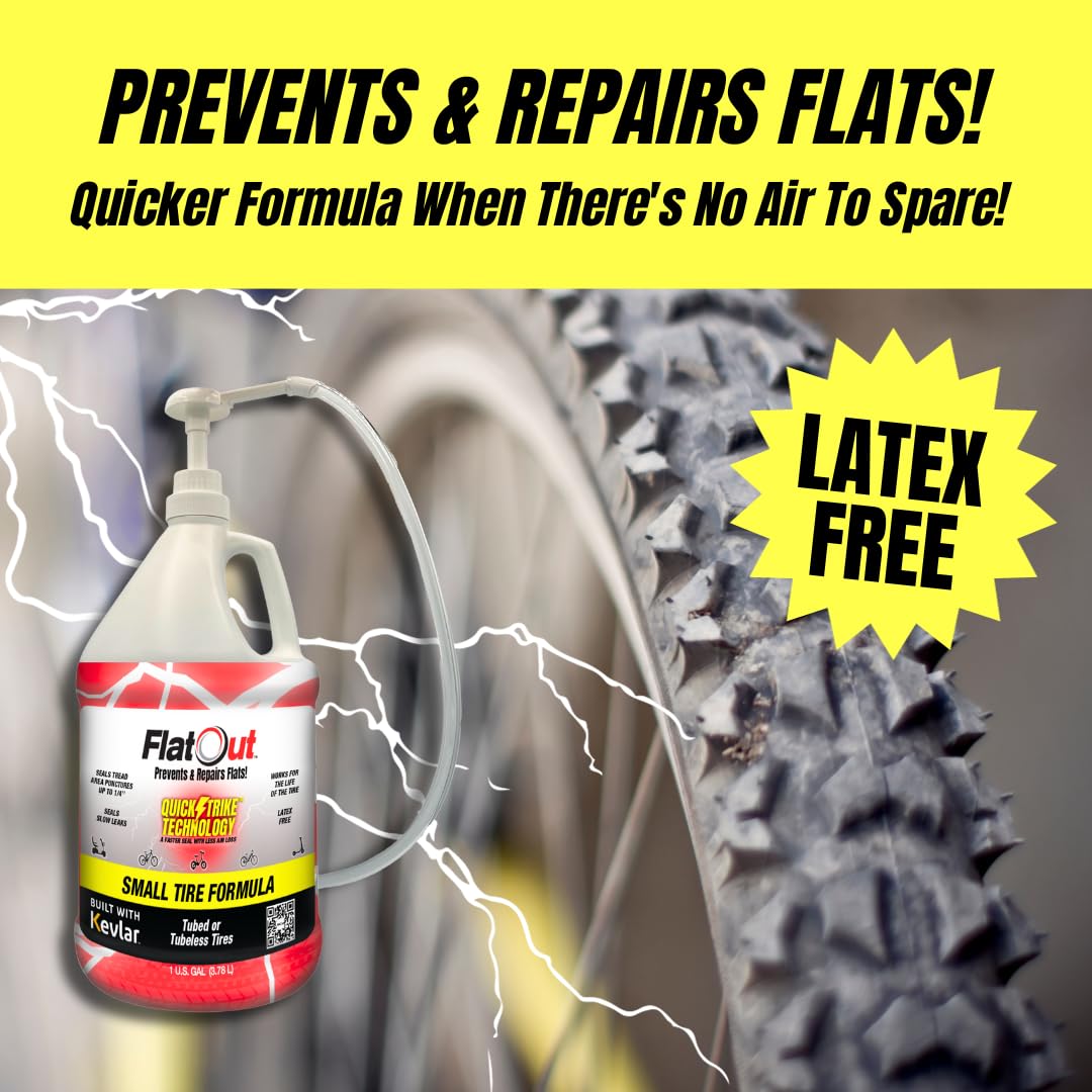 FlatOut QuickStrike being poured into a bicycle tire for fast protection
