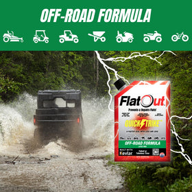 FlatOut sealant applied to off-road tire preventing puncture downtime