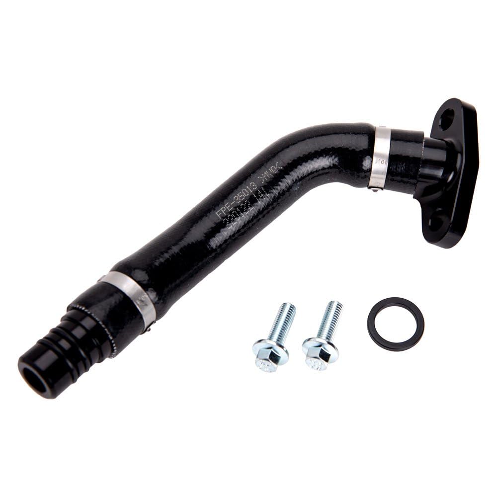 Fleece Performance front packaging showing complete turbo drain tube kit and benefits