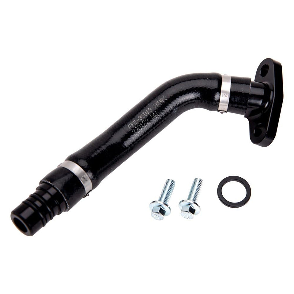 Fleece Performance front packaging showing complete turbo drain tube kit and benefits