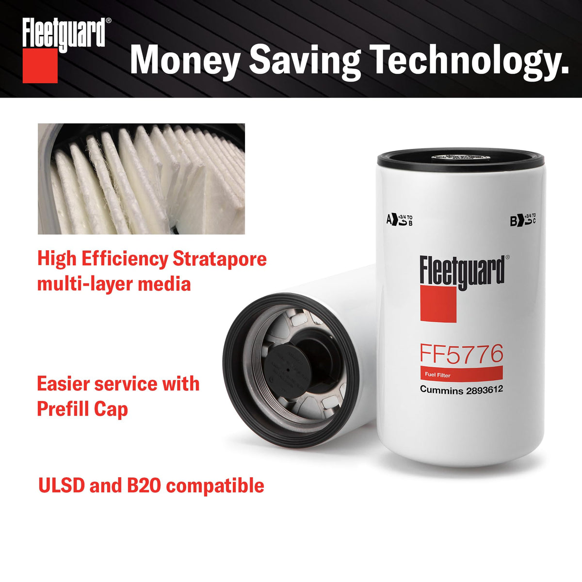 Fleetguard FF5776 installed on a Cummins ISX engine, ensuring protected fuel system