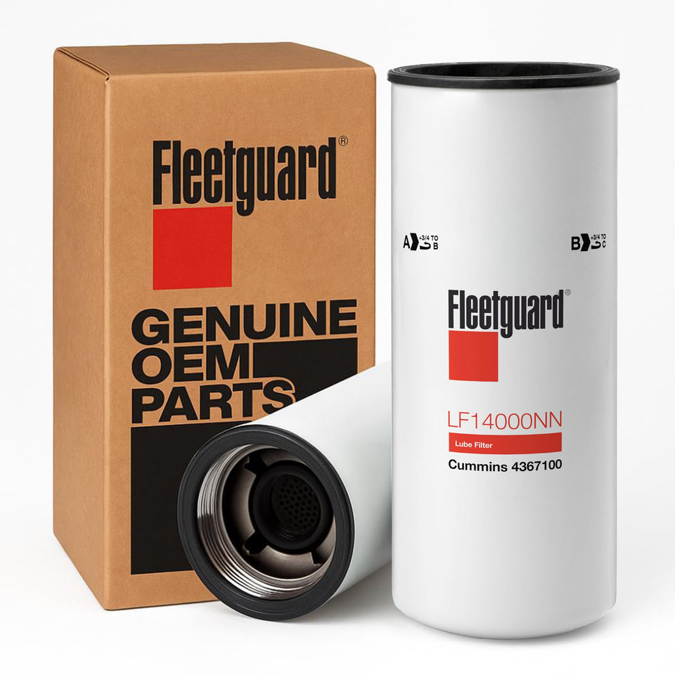 Fleetguard LF14000NN front view showing stamped canister and durable finish for reliable protection
