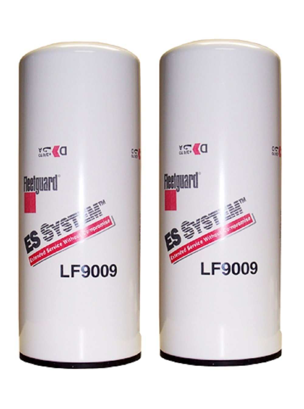 Fleetguard LF9009 front view showing label and fitment, ensures correct replacement