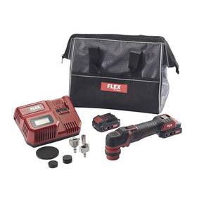 FLEX PXE 80 front view showing compact cordless design and ergonomic grip for precise control