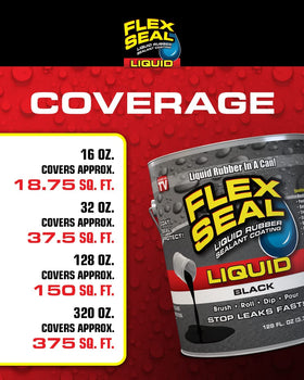 Flex Seal Liquid 16 oz can next to a tape measure for size clarity