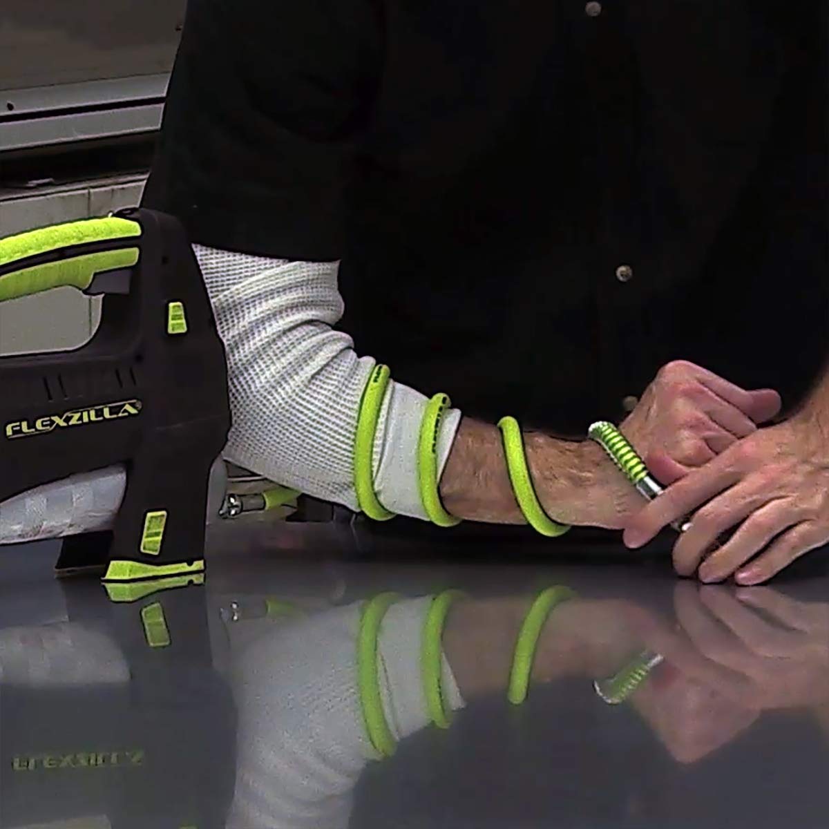 Flexzilla full 36-inch hose laid out highlighting length and flexible construction