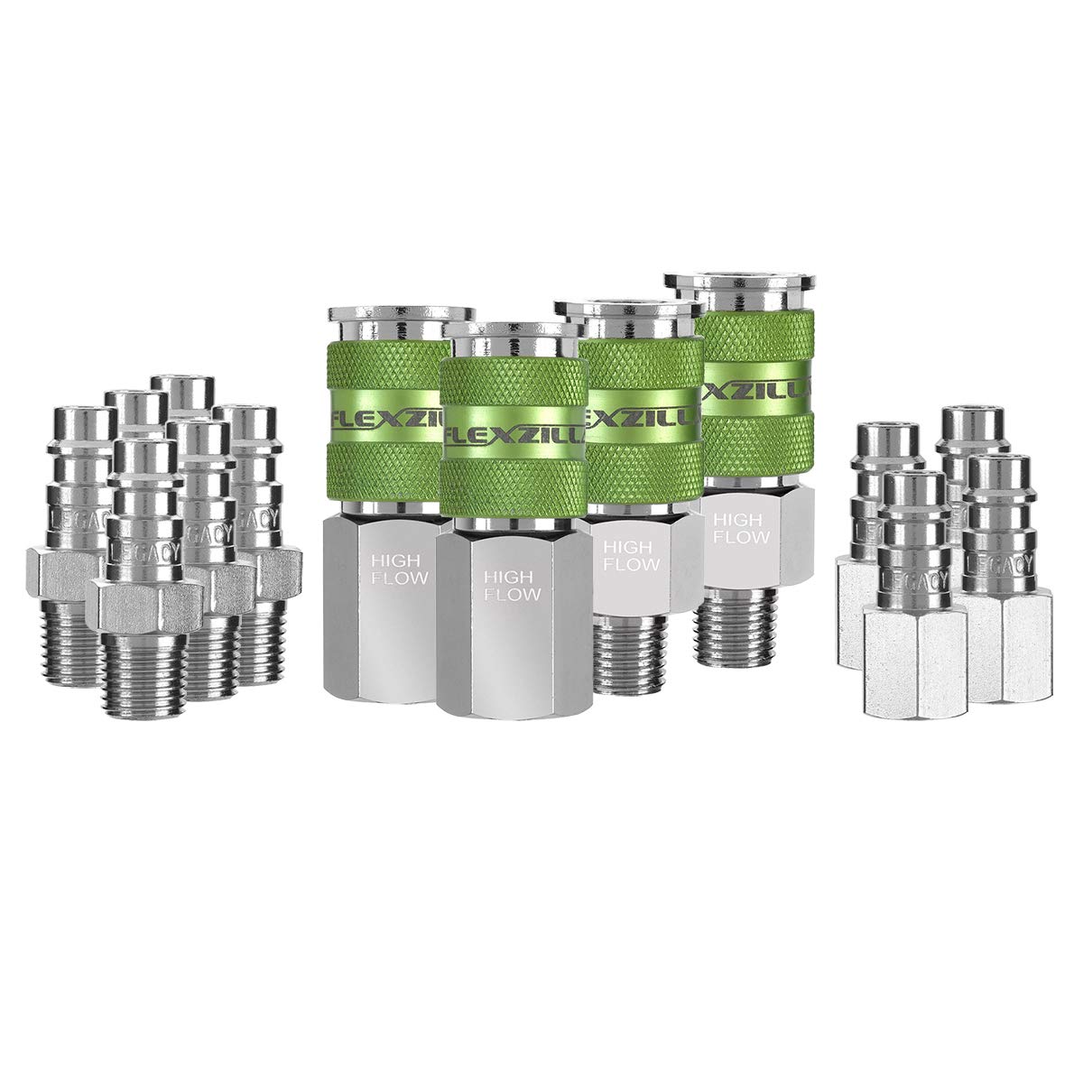 Flexzilla kit front packaging showing 14-piece set and ZillaGreen benefit