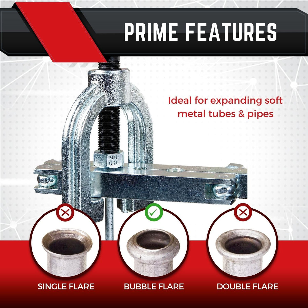 Flexzion materials compatibility visual showing copper aluminum brass mild steel fit