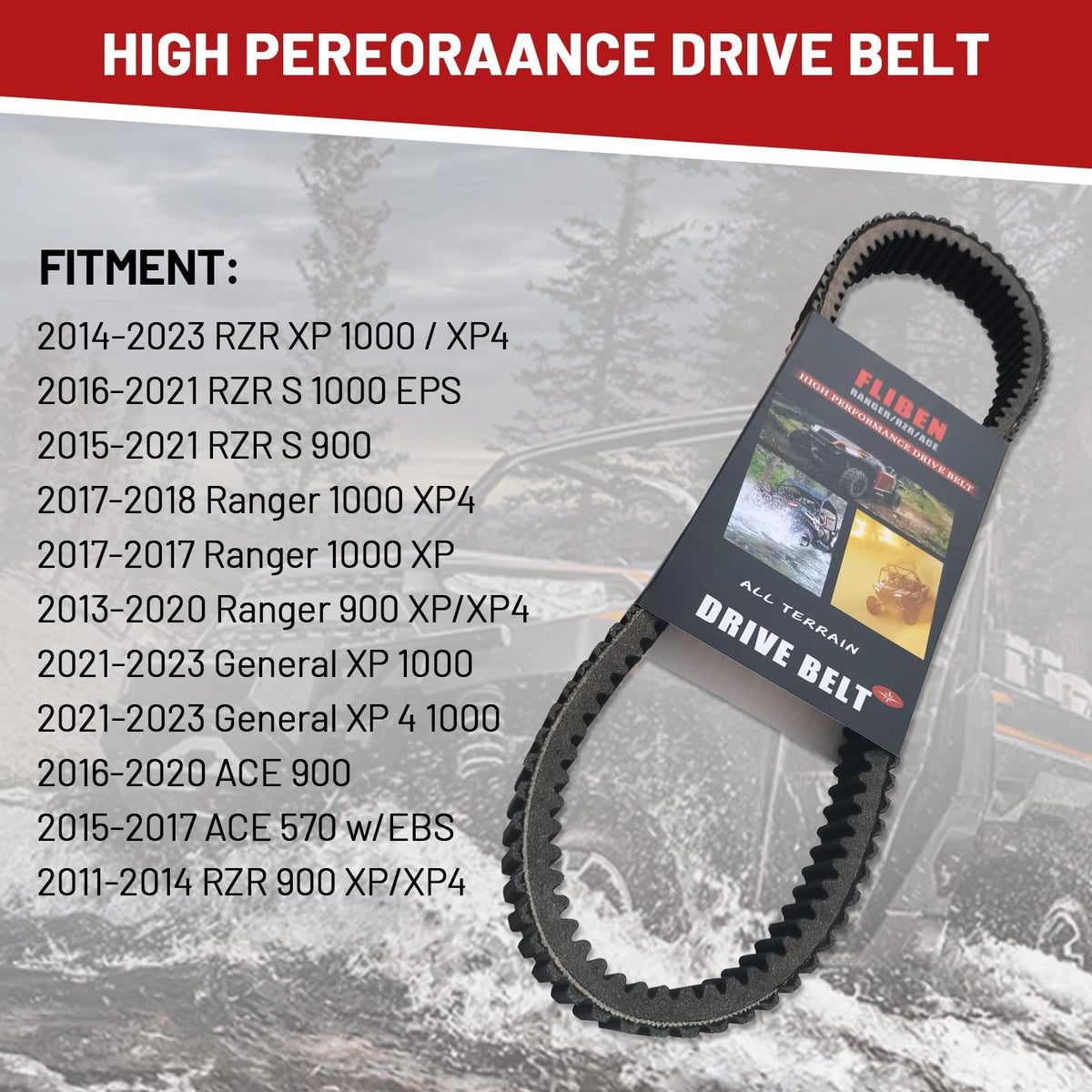 FLIBEN belt installed on Polaris RZR demonstrating reliable power transfer
