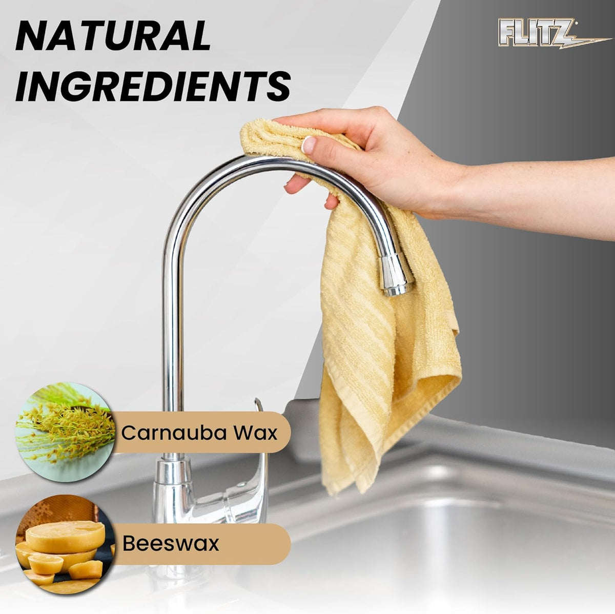 Flitz 7.6 oz bottle beside common items to show size and portability