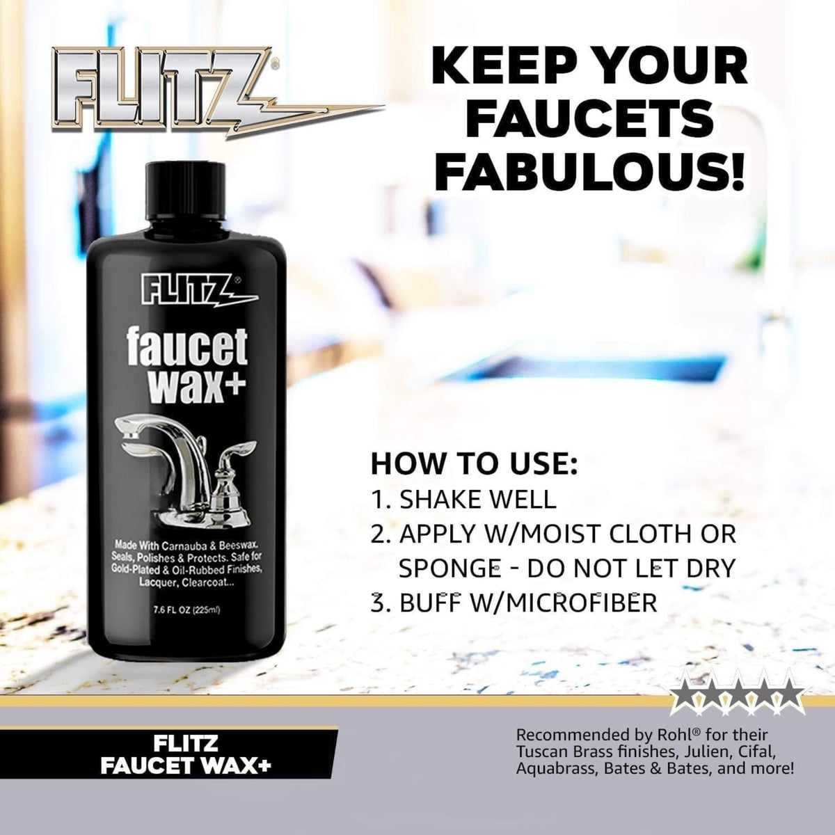 Applying Flitz to a brass faucet to restore shine and protection