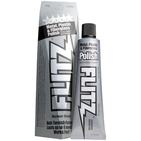Flitz metal polish paste jar front view showcasing product label and size benefit