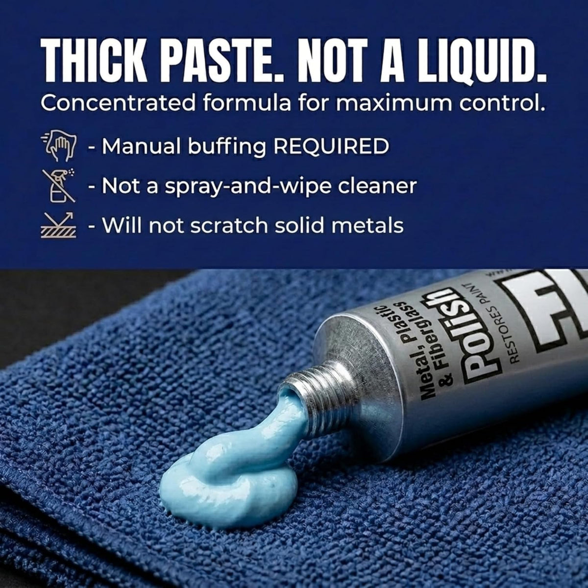 Application of Flitz paste with cloth demonstrating manual buffing for restored shine