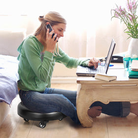 FLOLXNB stool stored under bench demonstrating compact, space-saving design