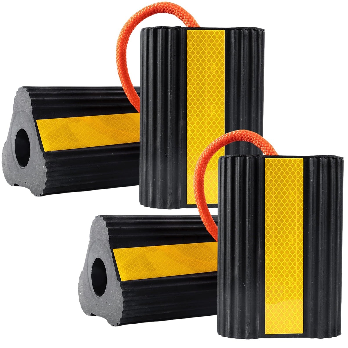 Florety front packaging showing chock pair and rope, highlights durable construction