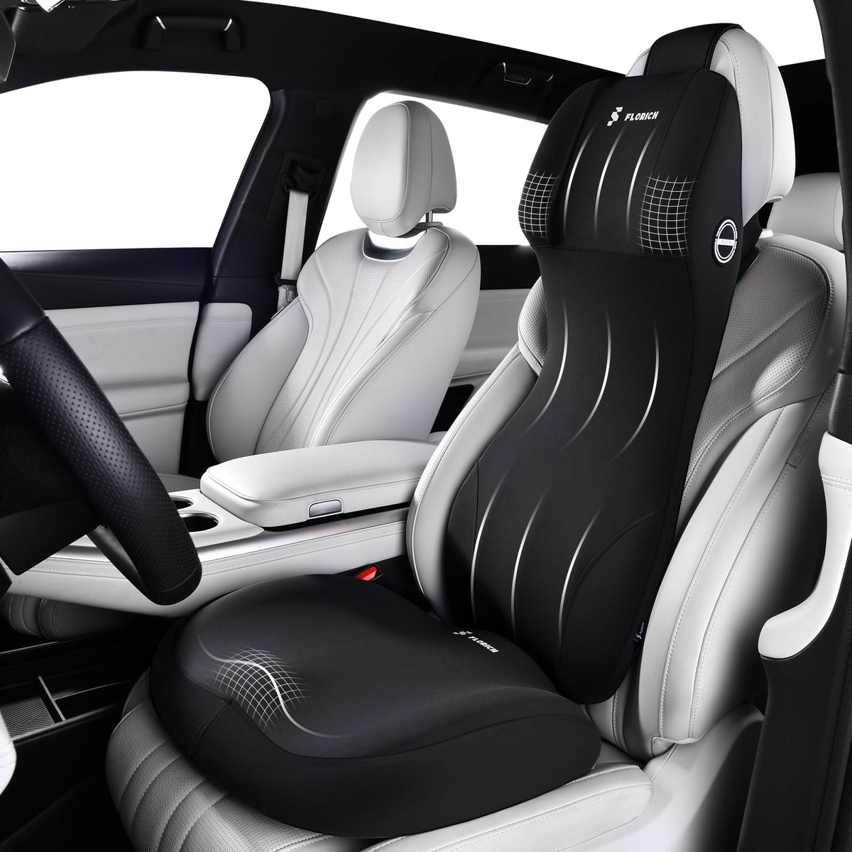 FLORICH front view of integrated cushion showing full spine support and comfort