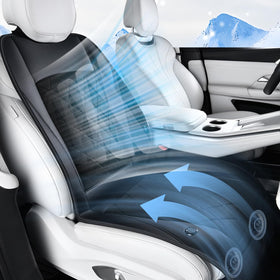 FLORICH front view seat cover mounted on car seat showing sleek fit and cooling benefit