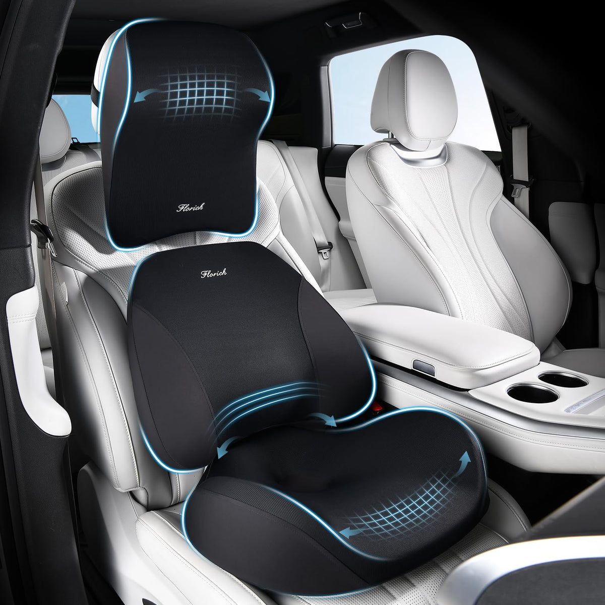 FLORICH front view of full 3-in-1 seat set showing complete support