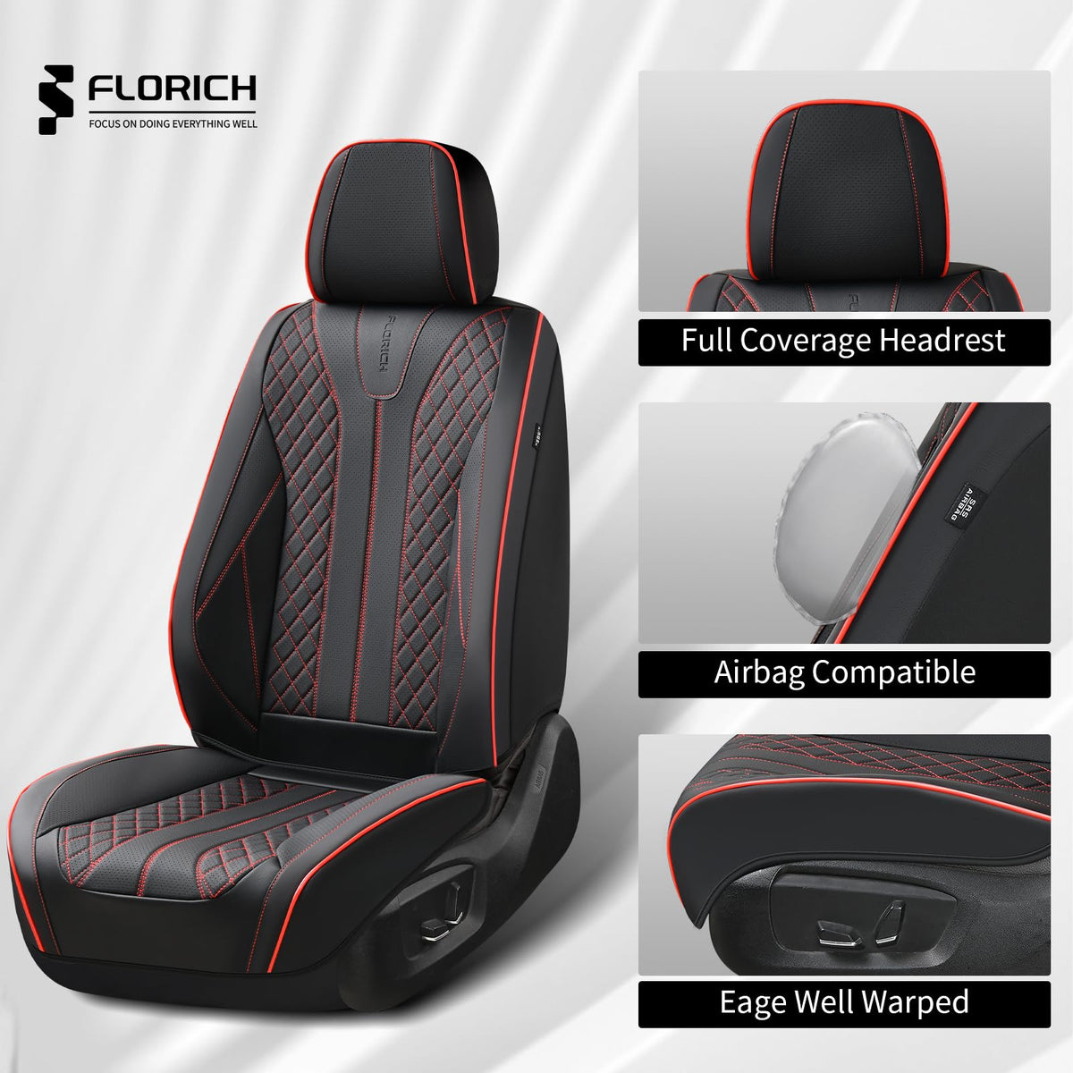 FLORICH headrest and pocket detail improving storage and convenience