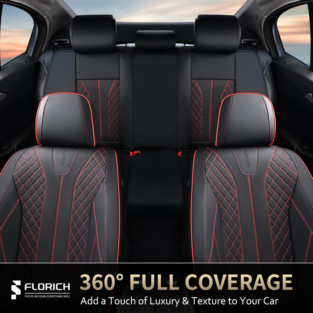 FLORICH in-car lifestyle shot upgrading interior comfort and style