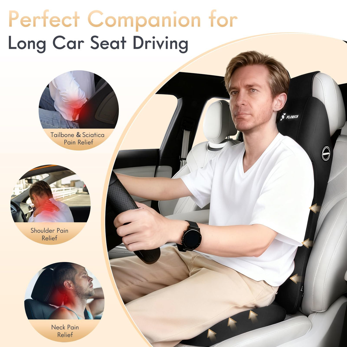 FLORICH lumbar contour profile side view providing targeted lower-back support