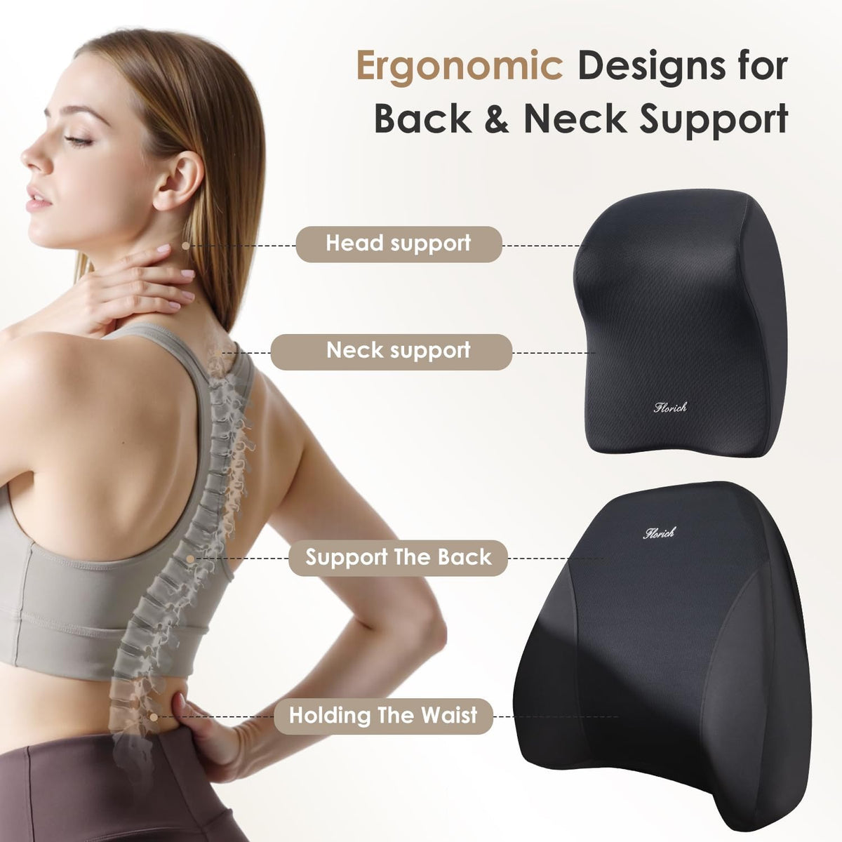FLORICH lumbar cushion wing detail providing targeted lower-back support