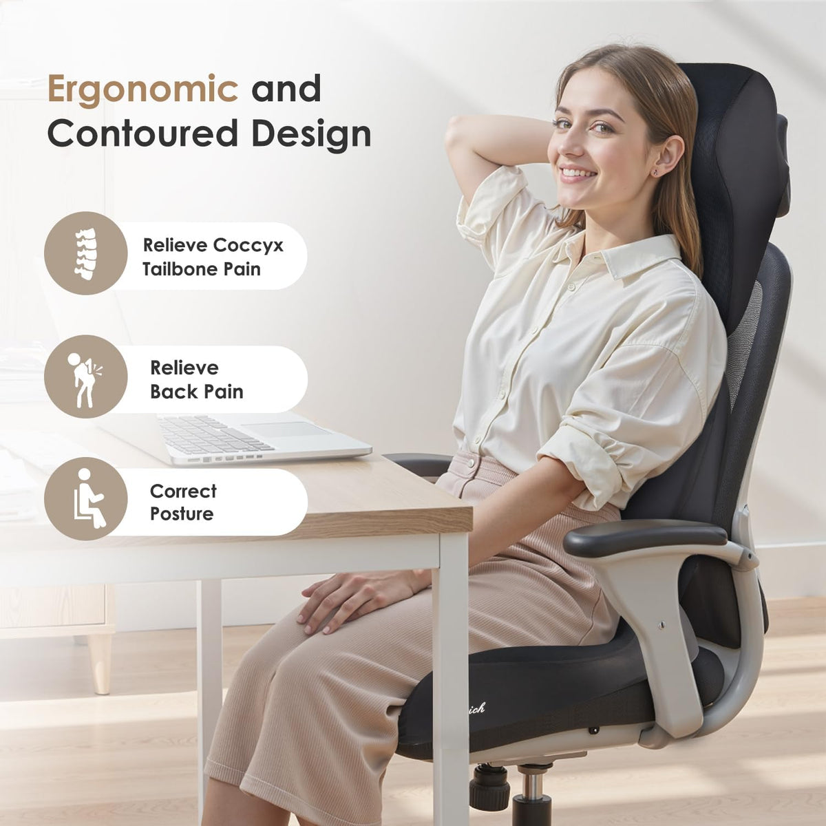 FLORICH neck pillow attached to headrest reducing neck strain on drives