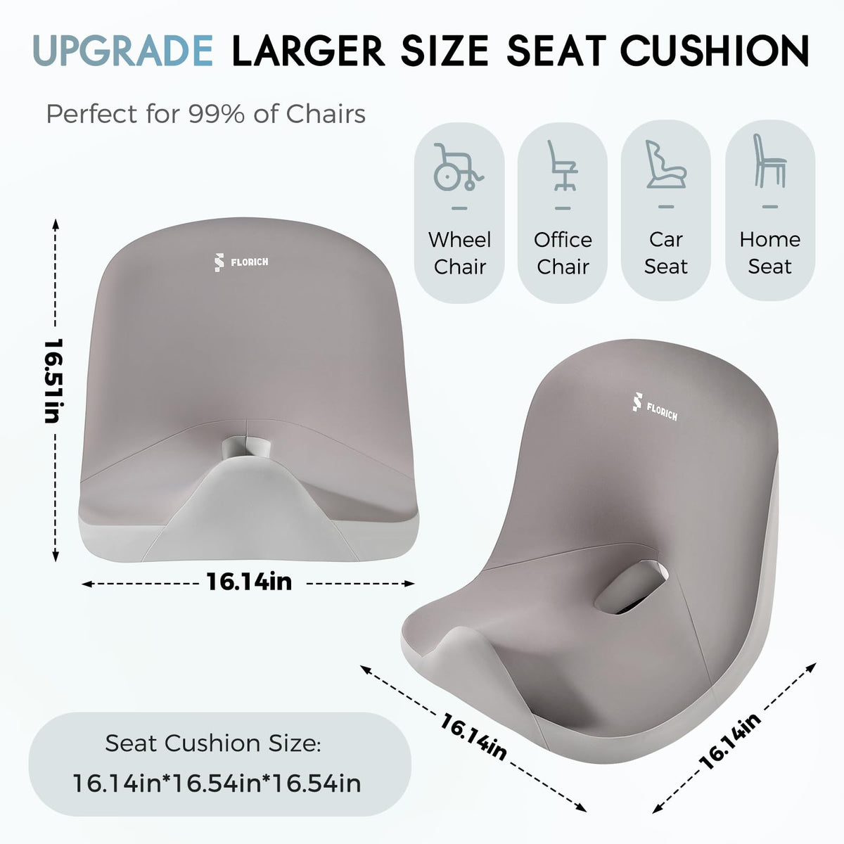 FLORICH non-slip silicone base preventing cushion movement for safer driving