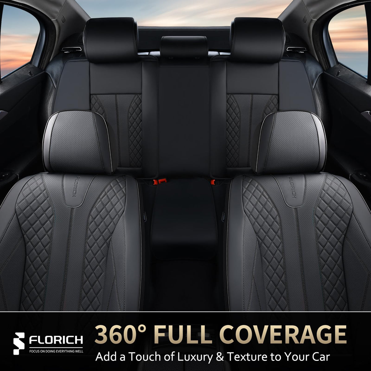 FLORICH size comparison showing cover on seat for fit reference
