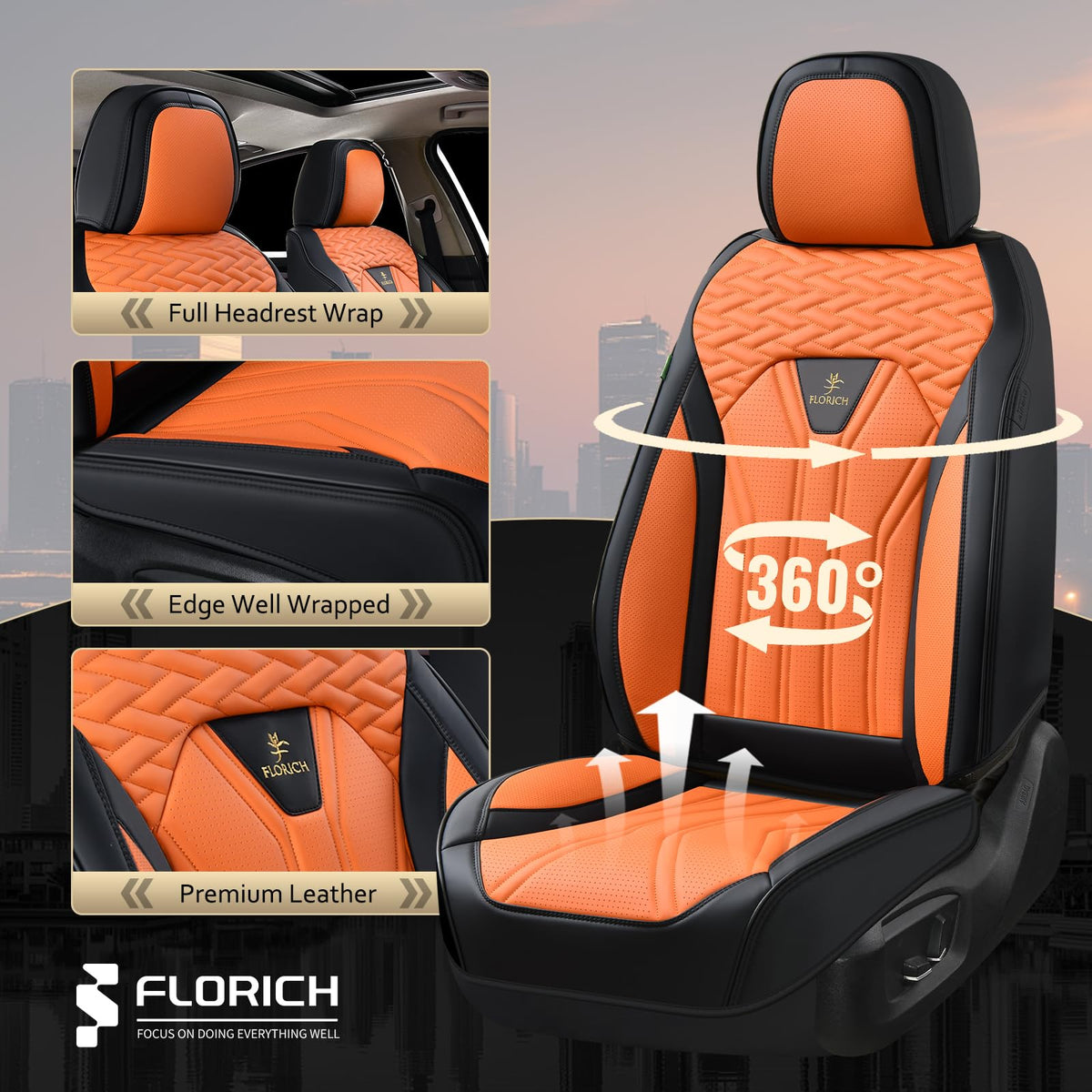 FLORICH seat-back pocket detail providing organized storage benefit