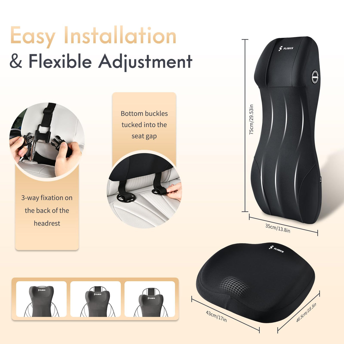 FLORICH seat gap buckle installation proving anti-slip stability during drives