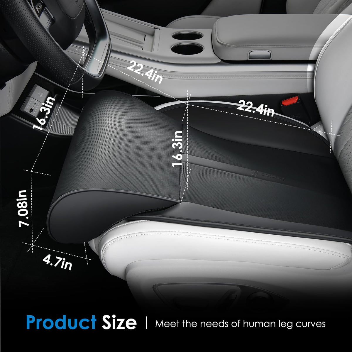 FLORICH side profile installed in a car seat demonstrating extended legroom benefit