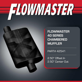 Flowmaster 40 Series side profile highlighting chamber shape and performance benefit