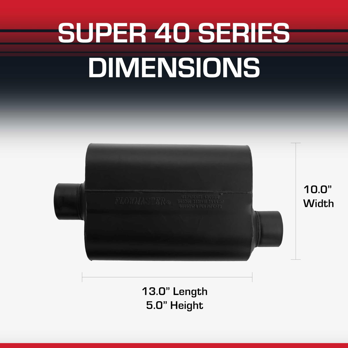 Flowmaster stamped label and specs visible for verification and part identification benefit