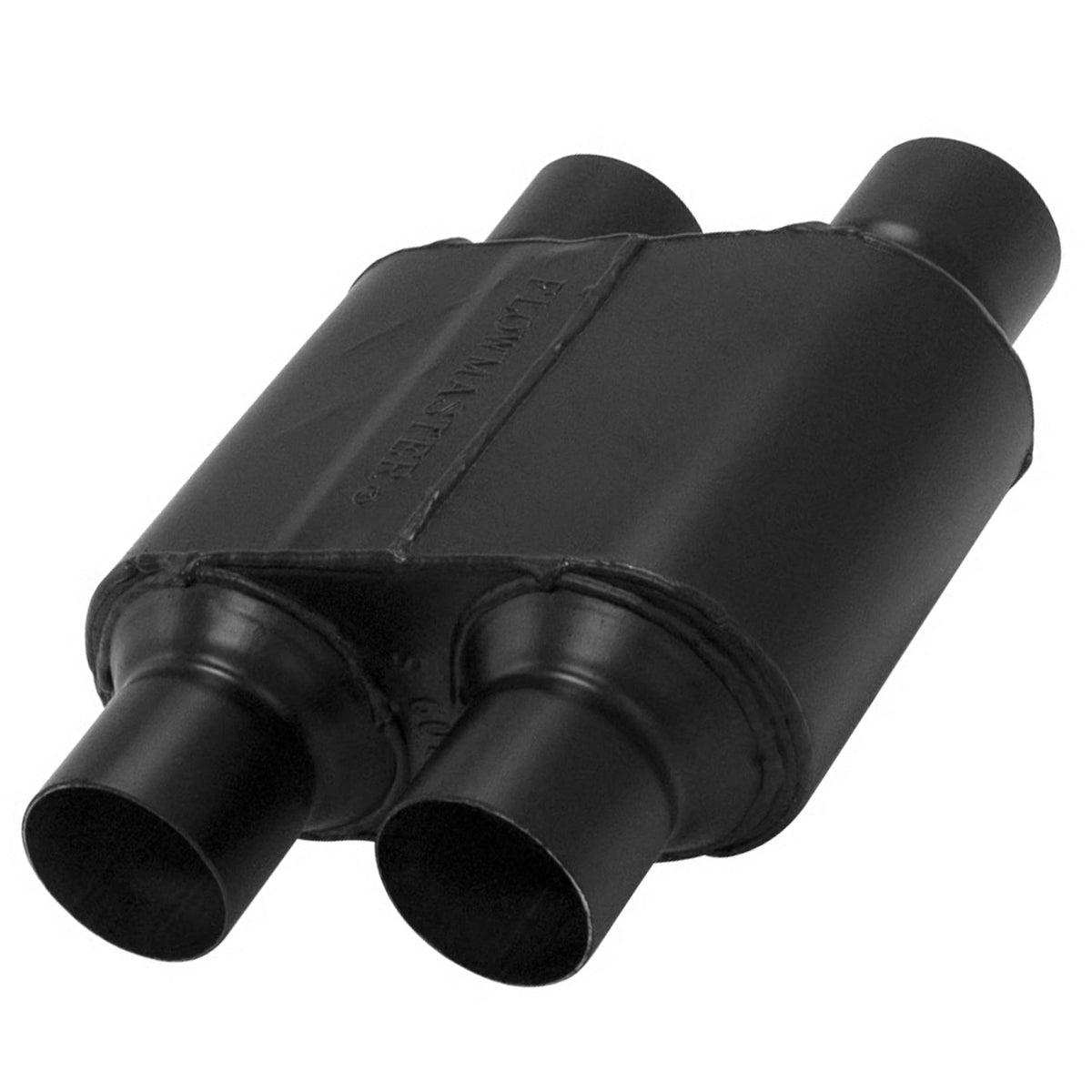 Flowmaster Super 10 front view showing dual in/out for high flow benefit