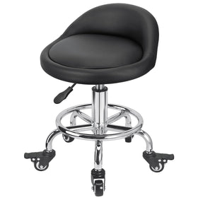 FLOLXNB front view of low roller stool showing compact footprint and mobility