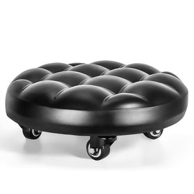 FLOLXNB front view of low rolling stool showing stable five-wheel base and compact profile
