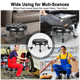 FLOLXNB stool in garage setting demonstrating mobility and convenience for repairs