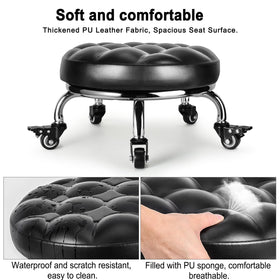 FLOLXNB close-up of padded PU leather seat highlighting cushioned comfort and easy cleaning